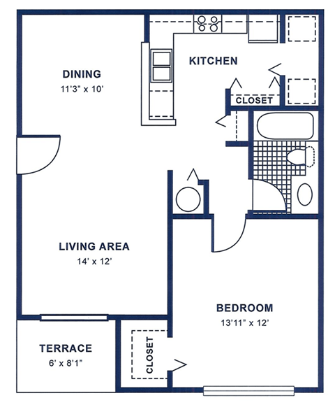 a floor plan of a house with a bedroom and a living room